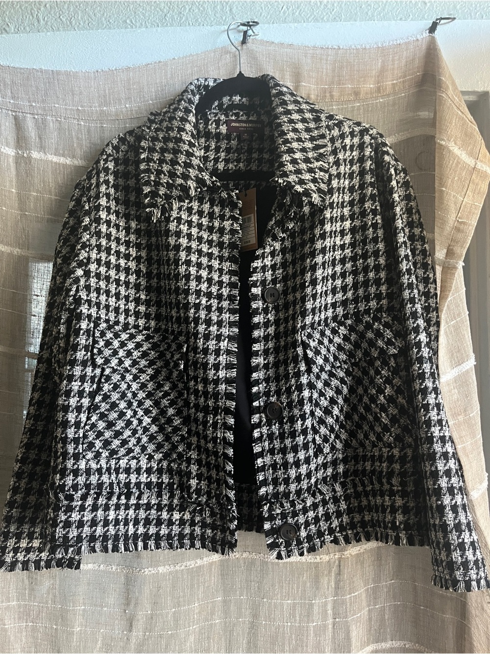 Johnston & Murphy Black and White Houndstooth Blazer Jacket